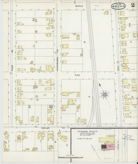 Sanborn Fire Insurance Map from Mayfield, Lackawanna County, Pennsylvania (1896), Sheet #0002 - Historic Sanborn Fire Insurance Map Print, vintage old map wall art, antique decor, genealogy gift, Pennsylvania Pennsylvania map