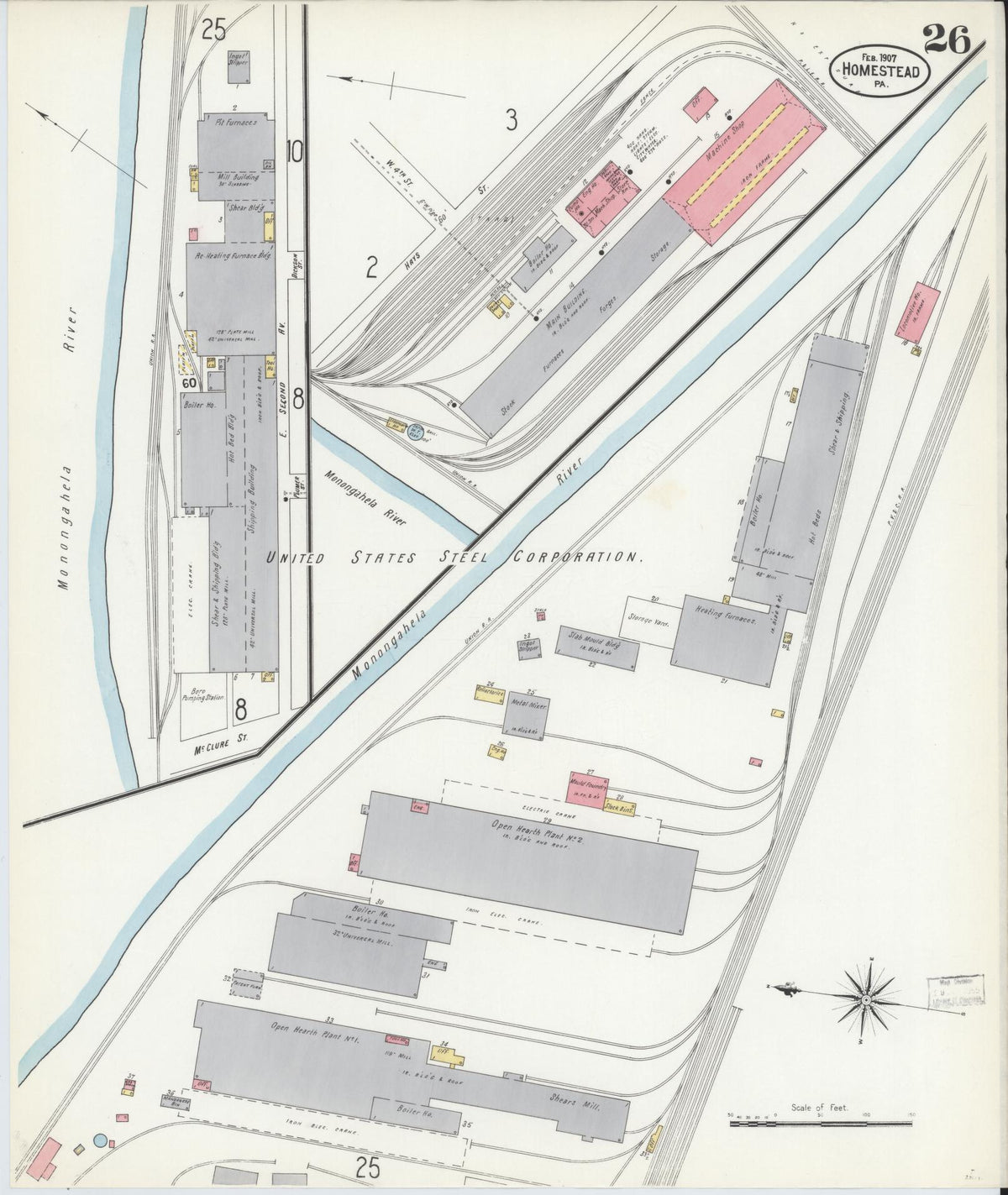 Sanborn Fire Insurance Map from Homestead, Allegheny County, Pennsylvania (1907), Sheet #0026 - Complete Map Set gallery image, historic Sanborn map, vintage wall art, Pennsylvania Pennsylvania