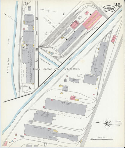 Sanborn Fire Insurance Map from Homestead, Allegheny County, Pennsylvania (1907), Sheet #0026 - Complete Map Set gallery image, historic Sanborn map, vintage wall art, Pennsylvania Pennsylvania