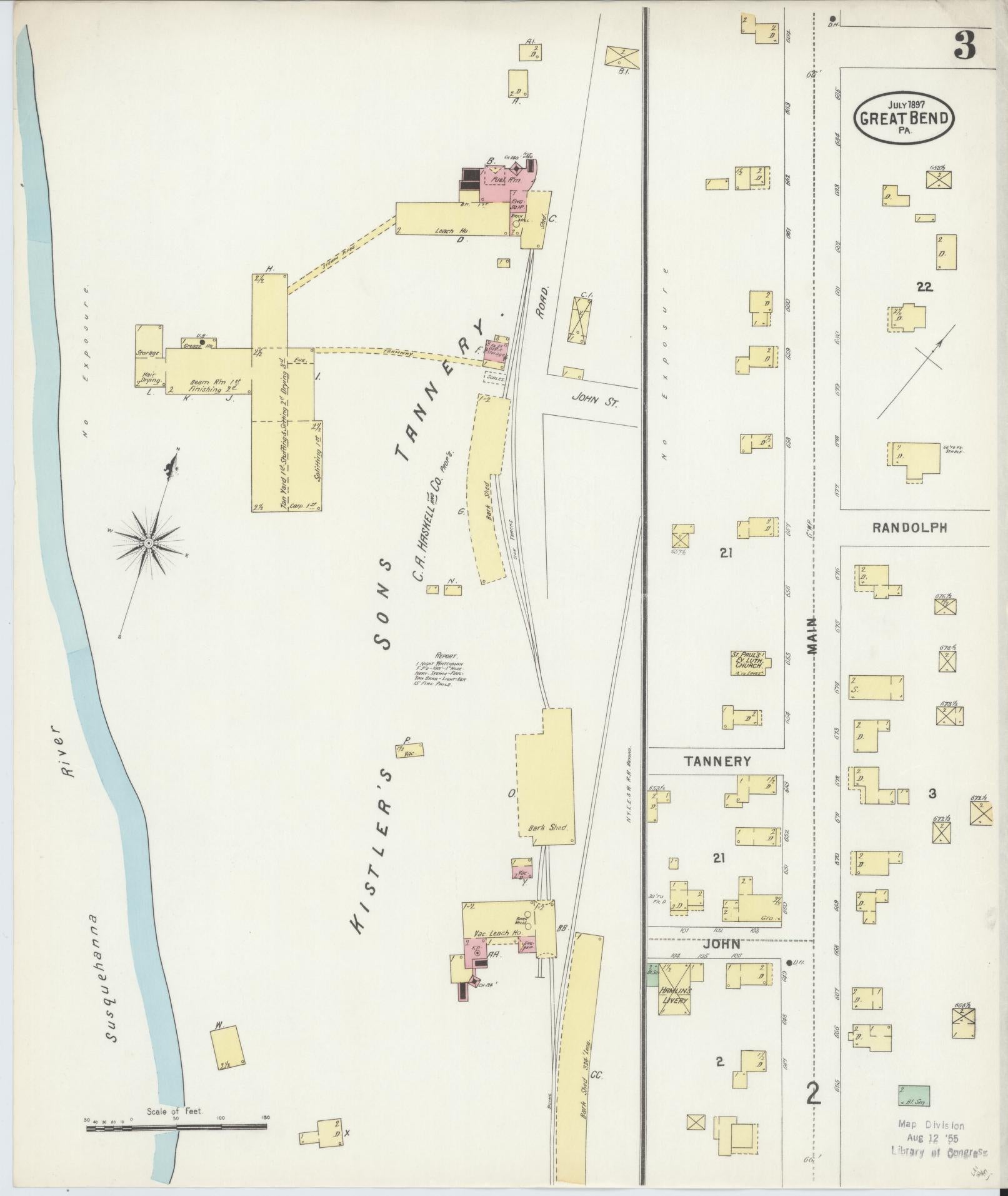 Sanborn Fire Insurance Map from Great Bend, Susquehanna County, Pennsylvania (1897), Sheet #0003 - Historic Sanborn Fire Insurance Map Print, vintage old map wall art, antique decor, genealogy gift, Pennsylvania Pennsylvania map