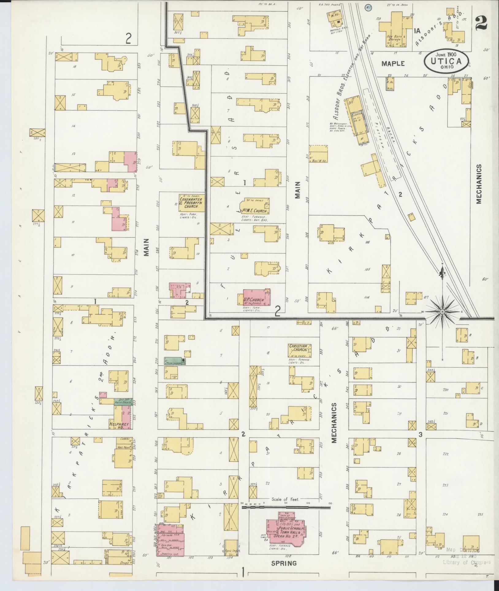 Sanborn Fire Insurance Map from Utica, Licking County, Ohio (1900), Sheet #0002 - Complete Map Set gallery image, historic Sanborn map, vintage wall art, Ohio Ohio