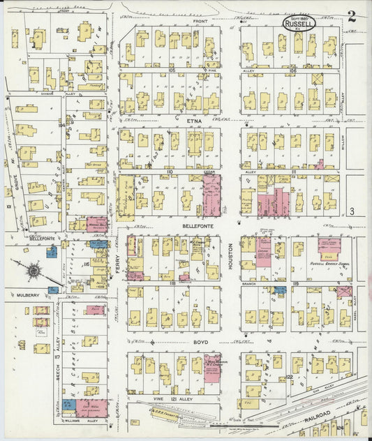 Sanborn Fire Insurance Map from Russell, Greenup County, Kentucky (1920), Sheet #0002 - Historic Sanborn Fire Insurance Map Print, vintage old map wall art, antique decor, genealogy gift, Kentucky Kentucky map