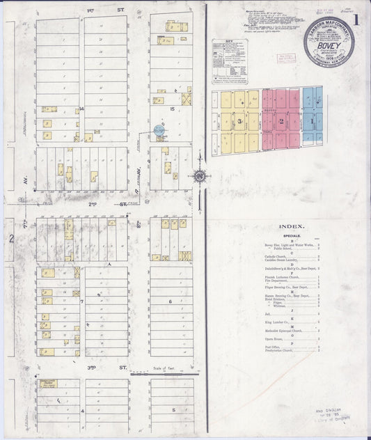 Sanborn Fire Insurance Map from Bovey, Itasca County, Minnesota (1909), Sheet #0001 - Historic Sanborn Fire Insurance Map Print, vintage old map wall art, antique decor, genealogy gift, Minnesota Minnesota map