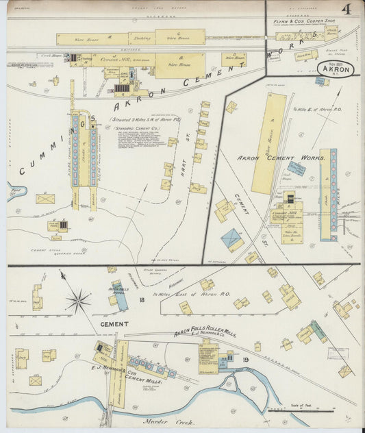 Sanborn Fire Insurance Map from Akron, Erie County, New York (1889), Sheet #0004 - Historic Sanborn Fire Insurance Map Print, vintage old map wall art, antique decor, genealogy gift, New York New York map