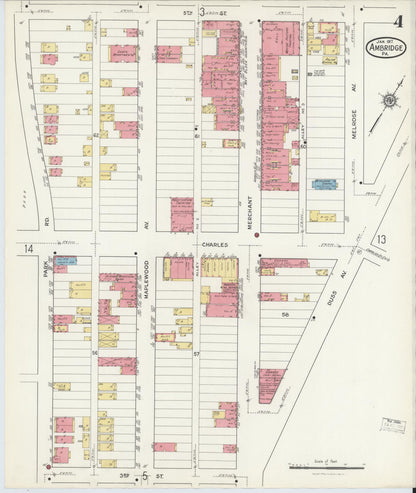 Sanborn Fire Insurance Map from Ambridge, Beaver County, Pennsylvania (1917), Sheet #0004 - Complete Map Set gallery image, historic Sanborn map, vintage wall art, Pennsylvania Pennsylvania
