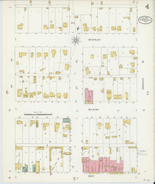 Sanborn Fire Insurance Map from Purcell, McClain County, Oklahoma (1898), Sheet #0004 - Historic Sanborn Fire Insurance Map Print, vintage old map wall art, antique decor, genealogy gift, Oklahoma Oklahoma map