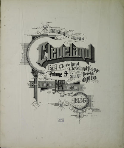 Sanborn Fire Insurance Map from Cleveland, Cuyahoga County, Ohio (1926), Sheet #0001 - Historic Sanborn Fire Insurance Map Print, vintage old map wall art, antique decor, genealogy gift, Ohio Ohio map