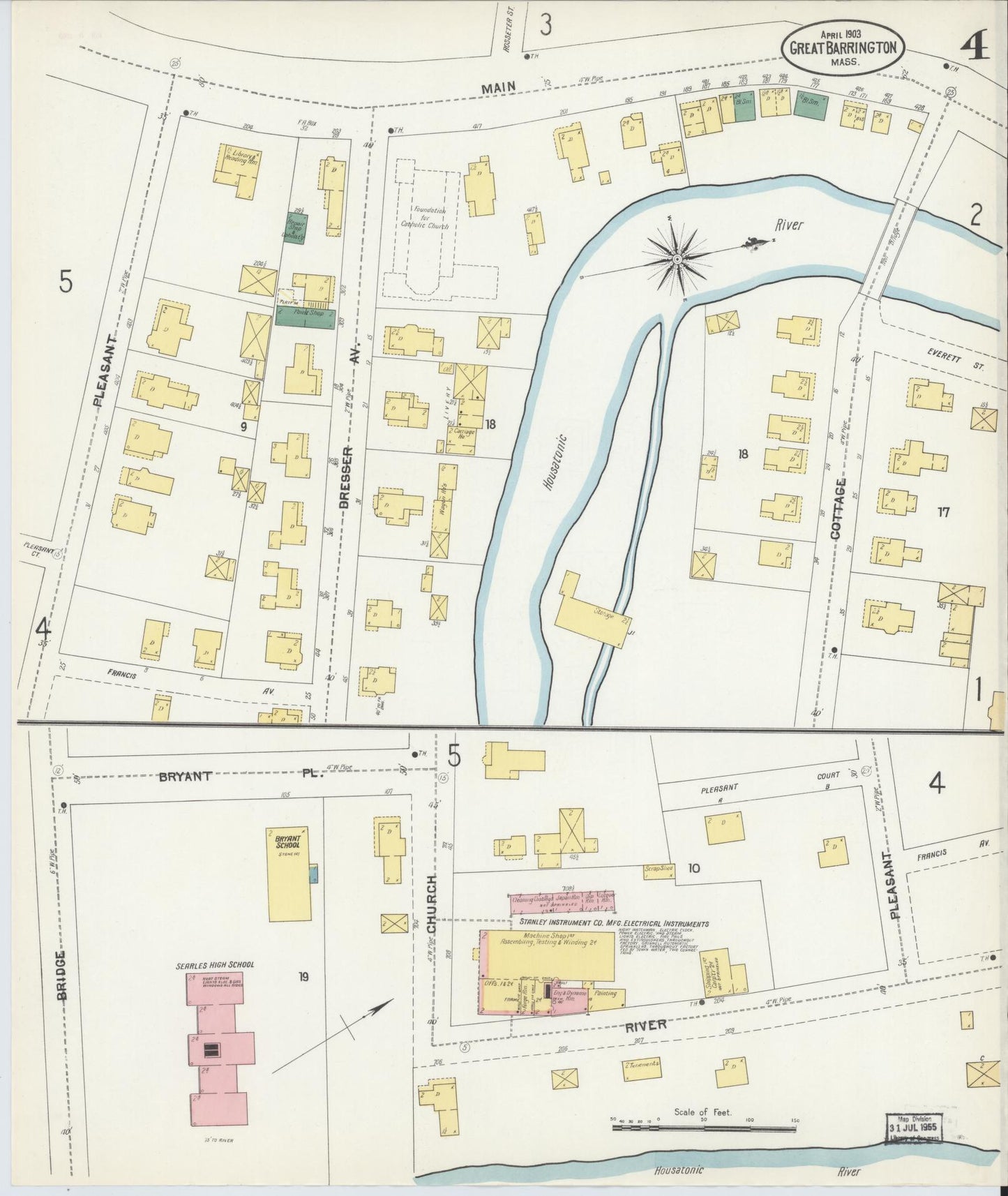 Sanborn Fire Insurance Map from Great Barrington, Berkshire County, Massachusetts (1903), Sheet #0004 - Complete Map Set gallery image, historic Sanborn map, vintage wall art, Massachusetts Massachusetts