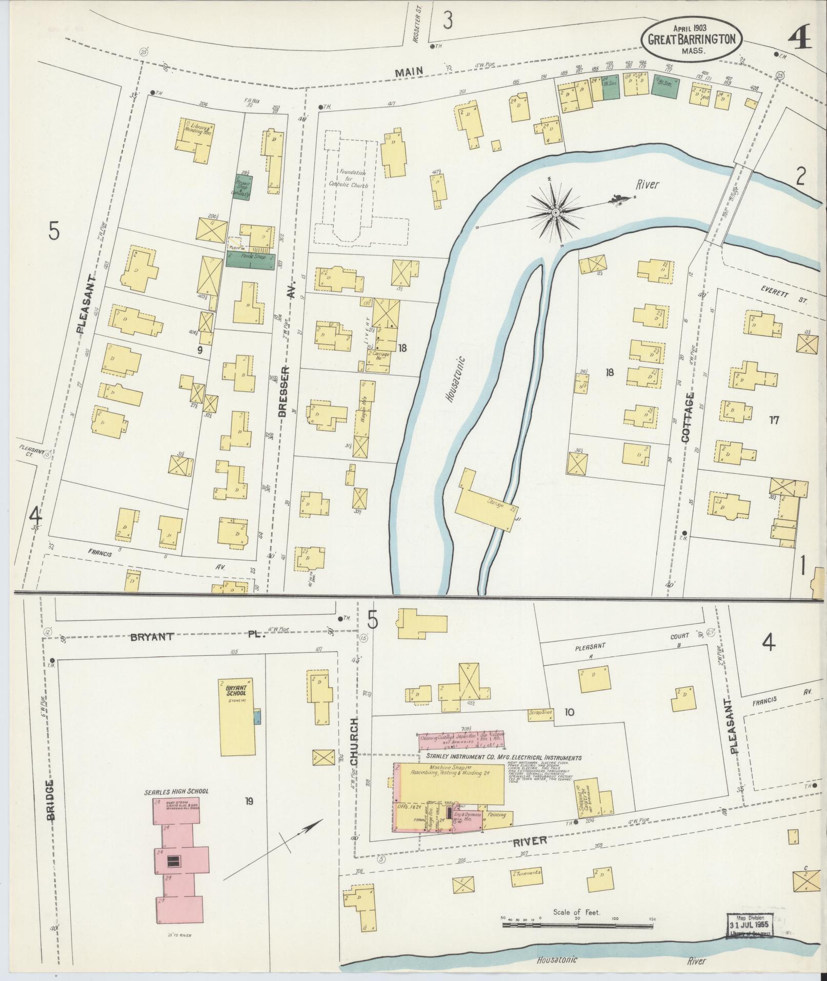 Sanborn Fire Insurance Map from Great Barrington, Berkshire County, Massachusetts (1903), Sheet #0004 - Complete Map Set gallery image, historic Sanborn map, vintage wall art, Massachusetts Massachusetts