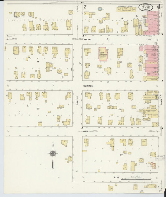 Sanborn Fire Insurance Map from Ovid, Clinton County, Michigan (1910), Sheet #0004 - Historic Sanborn Fire Insurance Map Print, vintage old map wall art, antique decor, genealogy gift, Michigan Michigan map