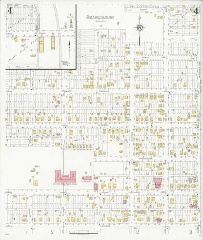 Sanborn Fire Insurance Map from Maud, Pottawatomie County, Oklahoma (1933), Sheet #0004 - Complete Map Set gallery image, historic Sanborn map, vintage wall art, Oklahoma Oklahoma