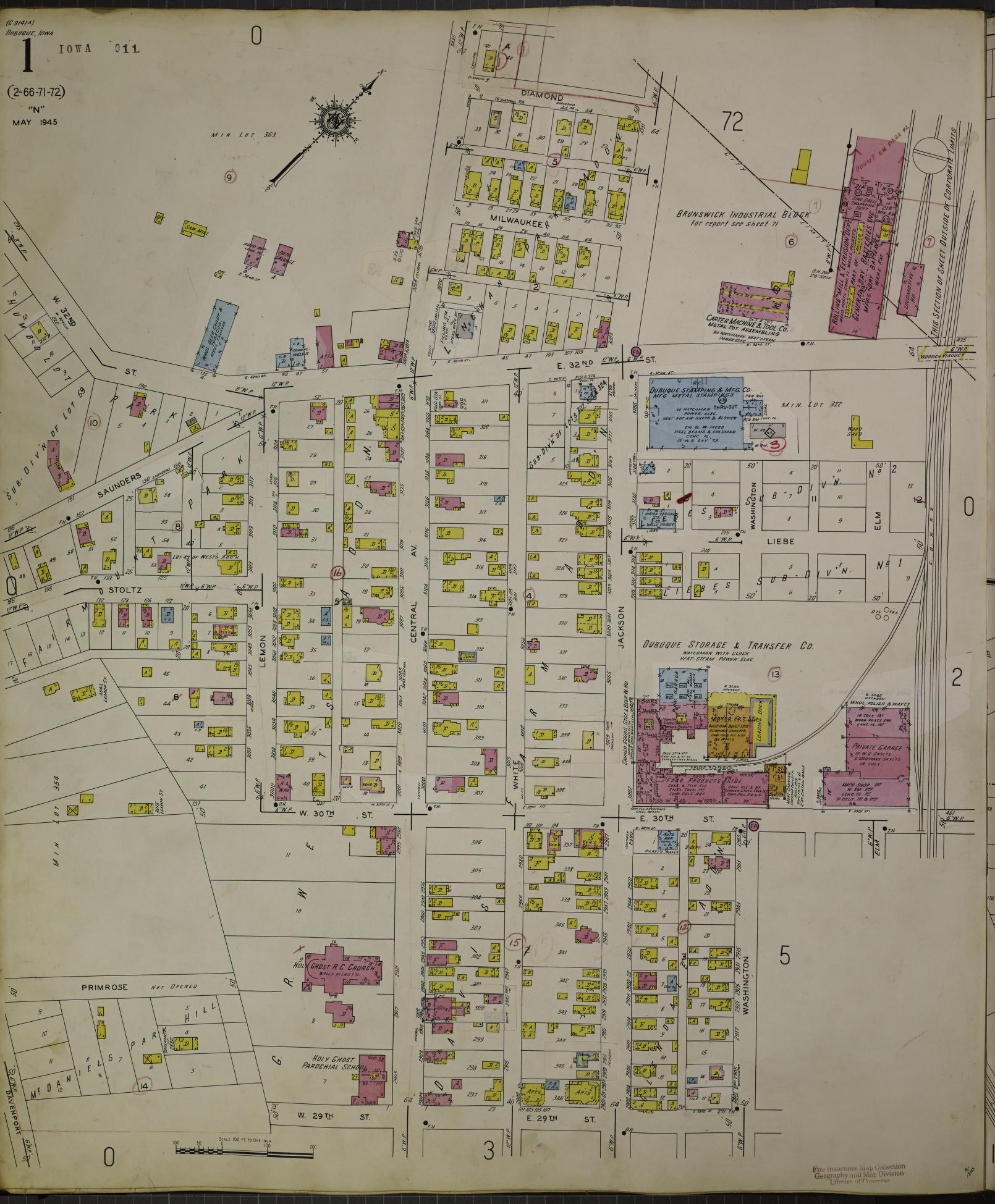 Sanborn Fire Insurance Map from Dubuque, Dubuque County, Iowa. (1950) – Map View