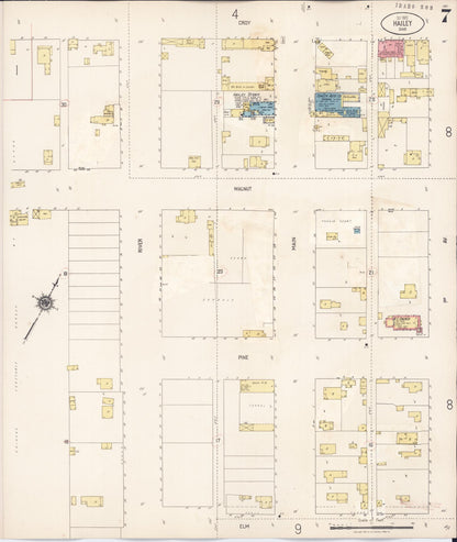 Sanborn Fire Insurance Map from Hailey, Blaine County, Idaho (1931), Sheet #0007 - Complete Map Set gallery image, historic Sanborn map, vintage wall art, Idaho Idaho