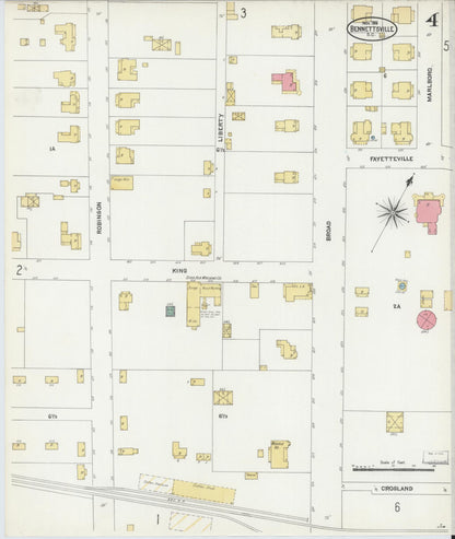 Sanborn Fire Insurance Map from Bennettsville, Marlboro County, South Carolina (1906), Sheet #0004 - Complete Map Set gallery image, historic Sanborn map, vintage wall art, South Carolina South Carolina