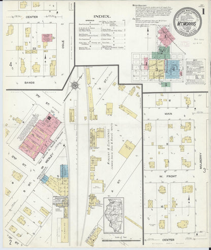 Sanborn Fire Insurance Map from Mount Morris, Ogle County, Illinois (1912), Sheet #0001 - Historic Sanborn Fire Insurance Map Print, vintage old map wall art, antique decor, genealogy gift, Illinois Illinois map