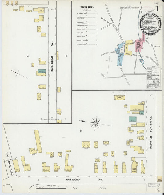 Sanborn Fire Insurance Map from Colchester, New London County, Connecticut (1892), Sheet #0001 - Historic Sanborn Fire Insurance Map Print, vintage old map wall art, antique decor, genealogy gift, Connecticut Connecticut map