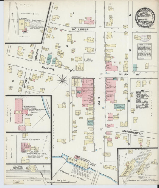 Sanborn Fire Insurance Map from Monroeville, Huron County, Ohio (1884), Sheet #0001 - Historic Sanborn Fire Insurance Map Print, vintage old map wall art, antique decor, genealogy gift, Ohio Ohio map