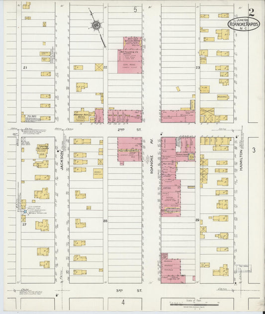 Sanborn Fire Insurance Map from Roanoke Rapids, Halifax County, North Carolina (1919), Sheet #0002 - Historic Sanborn Fire Insurance Map Print, vintage old map wall art, antique decor, genealogy gift, North Carolina North Carolina map