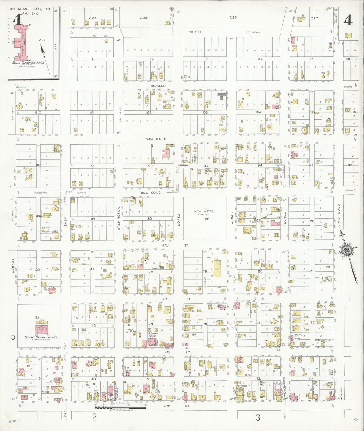Sanborn Fire Insurance Map from Rio Grande City, Starr County, Texas (1940), Sheet #0004 - Complete Map Set gallery image, historic Sanborn map, vintage wall art, Texas Texas