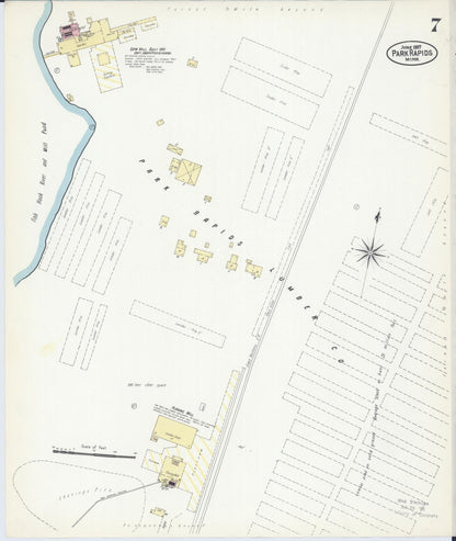 Sanborn Fire Insurance Map from Park Rapids, Hubbard County, Minnesota (1907), Sheet #0007 - Historic Sanborn Fire Insurance Map Print, vintage old map wall art, antique decor, genealogy gift, Minnesota Minnesota map