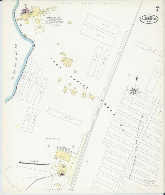 Sanborn Fire Insurance Map from Park Rapids, Hubbard County, Minnesota (1907), Sheet #0007 - Historic Sanborn Fire Insurance Map Print, vintage old map wall art, antique decor, genealogy gift, Minnesota Minnesota map