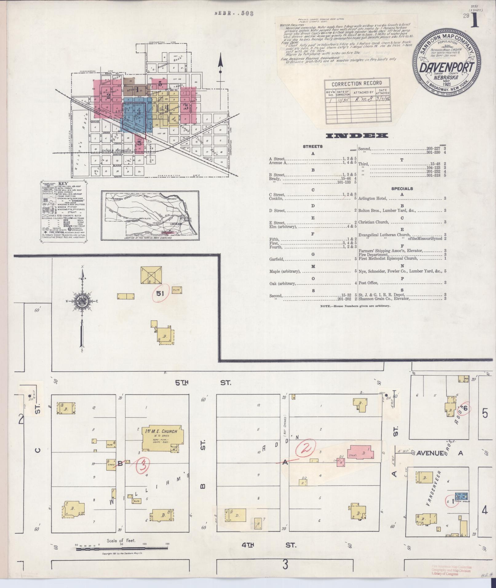 Sanborn Fire Insurance Map from Davenport, Thayer County, Nebraska (1935), Sheet #0001 - Historic Sanborn Fire Insurance Map Print, vintage old map wall art, antique decor, genealogy gift, Nebraska Nebraska map