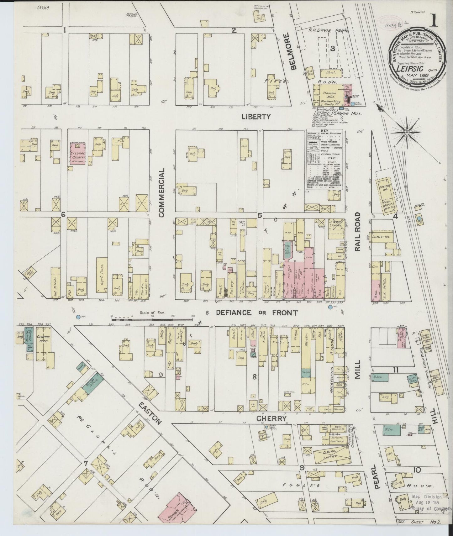 Sanborn Fire Insurance Map from Leipsic, Putnam County, Ohio (1889), Sheet #0001 - Complete Map Set gallery image, historic Sanborn map, vintage wall art, Ohio Ohio