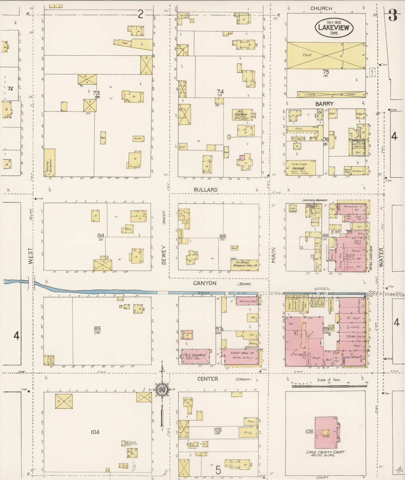 Sanborn Fire Insurance Map from Lakeview, Lake County, Oregon (1913), Sheet #0003 - Complete Map Set gallery image, historic Sanborn map, vintage wall art, Oregon Oregon