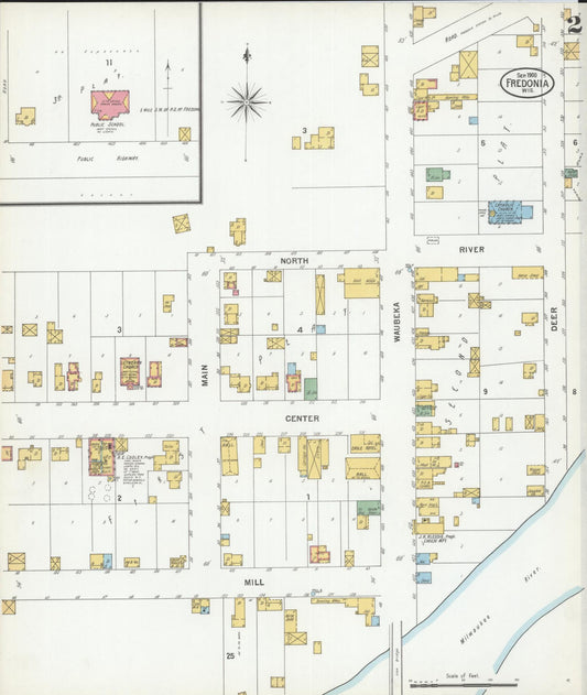 Sanborn Fire Insurance Map from Fredonia, Ozaukee County, Wisconsin (1900), Sheet #0002 - Historic Sanborn Fire Insurance Map Print, vintage old map wall art, antique decor, genealogy gift, Wisconsin Wisconsin map