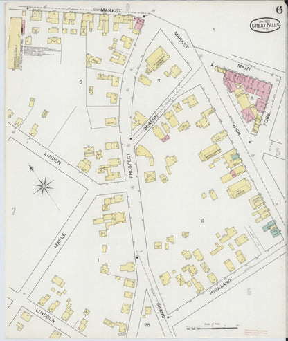 Sanborn Fire Insurance Map from Great Falls, Strafford County, New Hampshire (1893), Sheet #0006 - Complete Map Set gallery image, historic Sanborn map, vintage wall art, New Hampshire New Hampshire