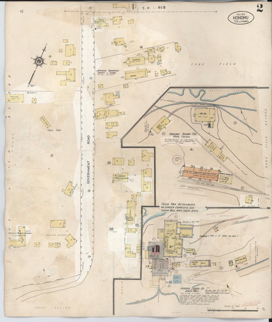 Sanborn Fire Insurance Map from Honomu, Hawaii County, Hawaii (1956), Sheet #0002 - Historic Sanborn Fire Insurance Map Print, vintage old map wall art, antique decor, genealogy gift, Honomu Hawaii map