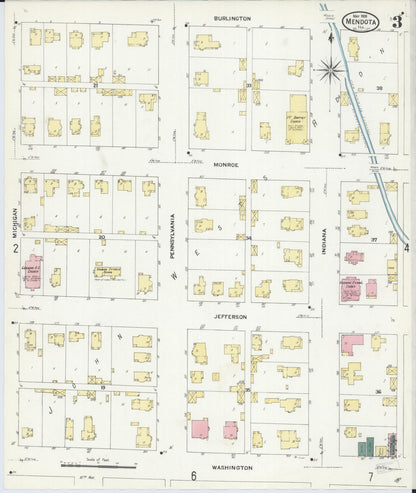Sanborn Fire Insurance Map from Mendota, La Salle County, Illinois (1909), Sheet #0003 - Complete Map Set gallery image, historic Sanborn map, vintage wall art, Illinois Illinois