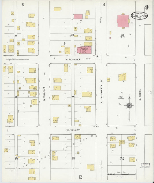 Sanborn Fire Insurance Map from Eastland, Eastland County, Texas (1920), Sheet #0009 - Historic Sanborn Fire Insurance Map Print, vintage old map wall art, antique decor, genealogy gift, Texas Texas map