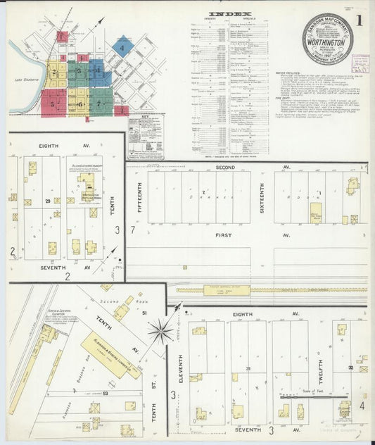 Sanborn Fire Insurance Map from Worthington, Nobles County, Minnesota. (1907) – Map View