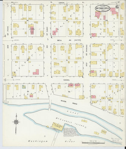 Sanborn Fire Insurance Map from McConnelsville, Morgan County, Ohio (1917), Sheet #0006 - Complete Map Set gallery image, historic Sanborn map, vintage wall art, Ohio Ohio