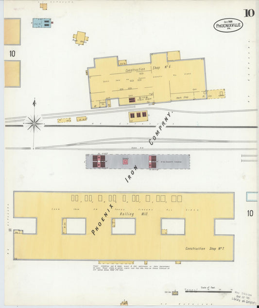 Sanborn Fire Insurance Map from Phoenixville, Chester County, Pennsylvania (1900), Sheet #0010 - Historic Sanborn Fire Insurance Map Print, vintage old map wall art, antique decor, genealogy gift, Pennsylvania Pennsylvania map