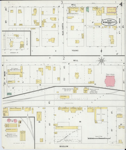 Sanborn Fire Insurance Map from Winnebago, Faribault County, Minnesota (1899), Sheet #0004 - Historic Sanborn Fire Insurance Map Print, vintage old map wall art, antique decor, genealogy gift, Minnesota Minnesota map