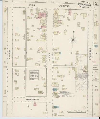 Sanborn Fire Insurance Map from Bowling Green, Wood County, Ohio (1884), Sheet #0002 - Historic Sanborn Fire Insurance Map Print, vintage old map wall art, antique decor, genealogy gift, Ohio Ohio map