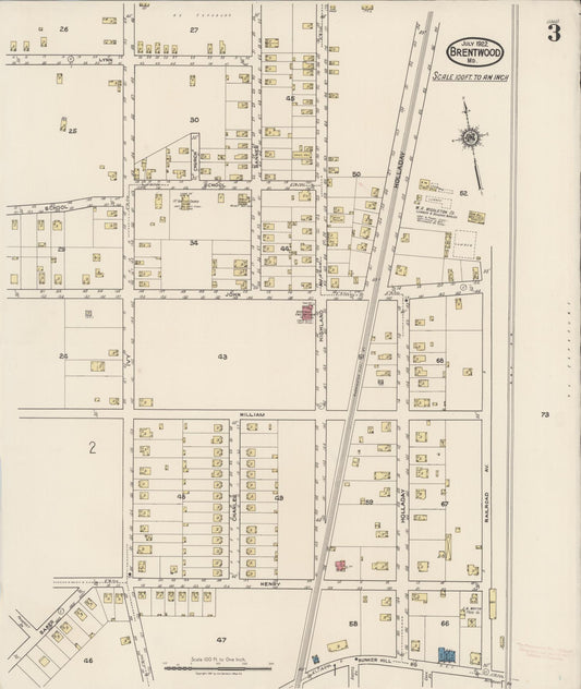 Sanborn Fire Insurance Map from Brentwood, Prince Georges County, Maryland (1922), Sheet #0003 - Historic Sanborn Fire Insurance Map Print, vintage old map wall art, antique decor, genealogy gift, Maryland Maryland map