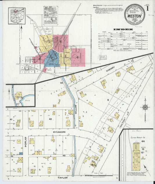 Sanborn Fire Insurance Map from Weston, Wood County, Ohio (1920), Sheet #0001 - Historic Sanborn Fire Insurance Map Print, vintage old map wall art, antique decor, genealogy gift, Ohio Ohio map