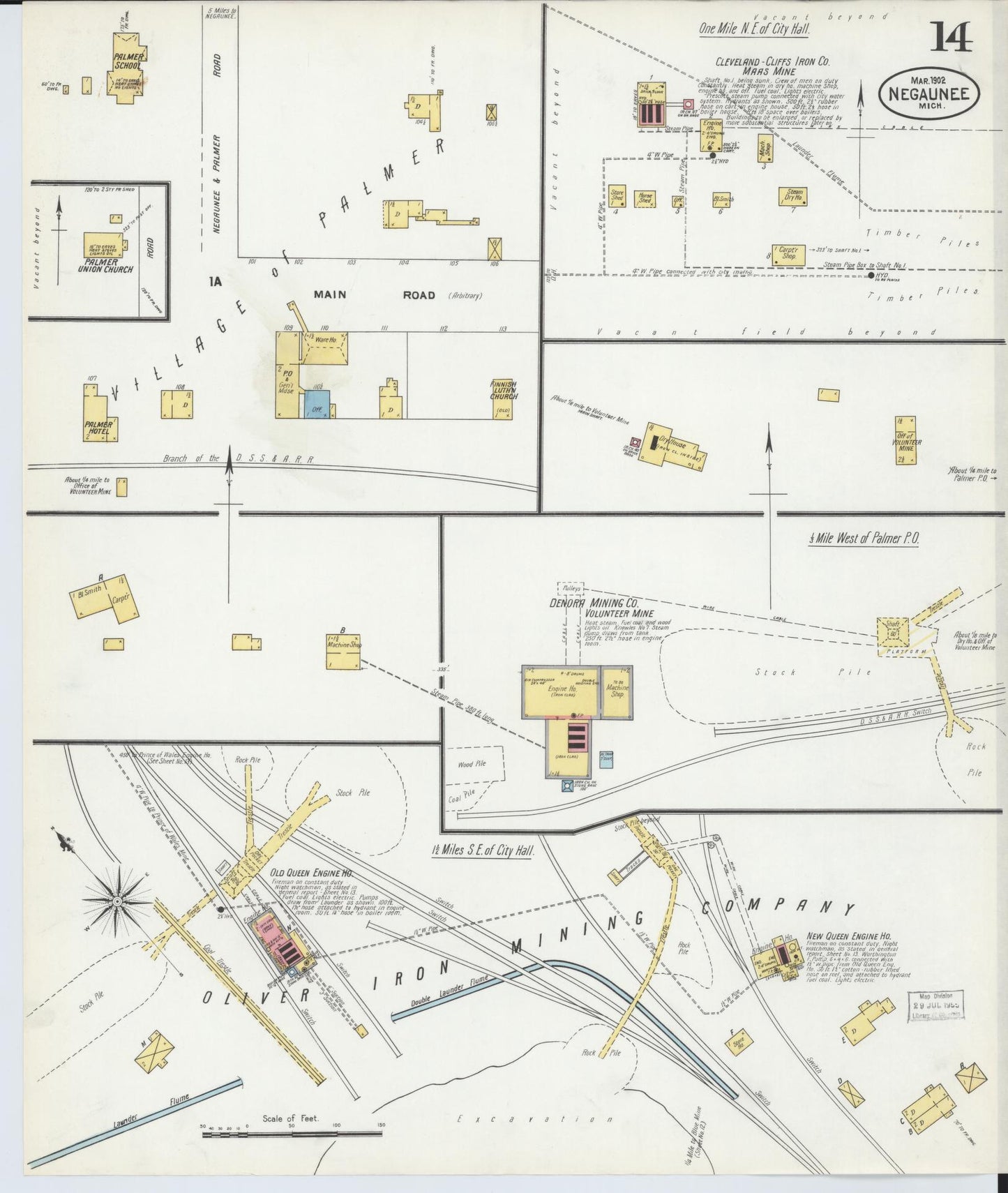 Sanborn Fire Insurance Map from Negaunee, Marquette County, Michigan (1902), Sheet #0014 - Complete Map Set gallery image, historic Sanborn map, vintage wall art, Michigan Michigan