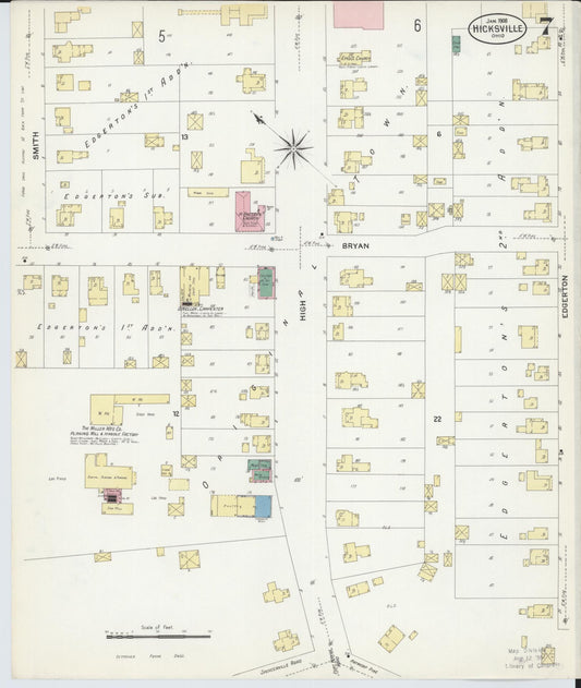 Sanborn Fire Insurance Map from Hicksville, Defiance County, Ohio (1908), Sheet #0007 - Historic Sanborn Fire Insurance Map Print, vintage old map wall art, antique decor, genealogy gift, Ohio Ohio map