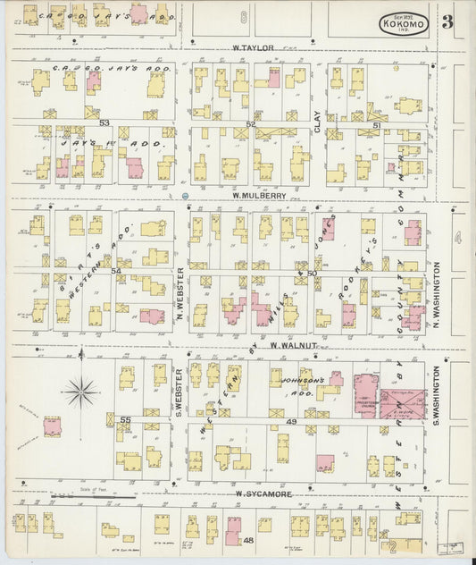 Sanborn Fire Insurance Map from Kokomo, Howard County, Indiana (1892), Sheet #0003 - Historic Sanborn Fire Insurance Map Print, vintage old map wall art, antique decor, genealogy gift, Indiana Indiana map