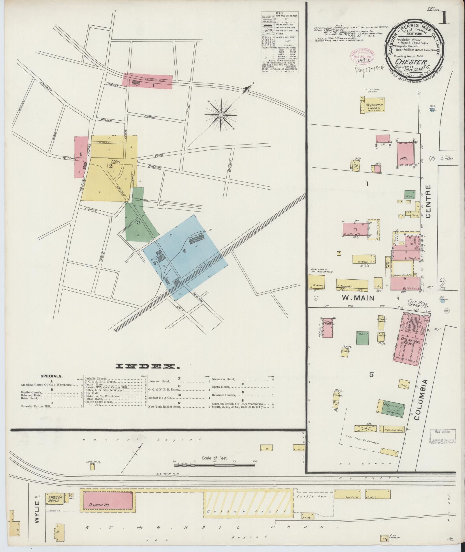 Sanborn Fire Insurance Map from Chester, Chester County, South Carolina. (1894) – Historic Sanborn Fire Insurance Map Print