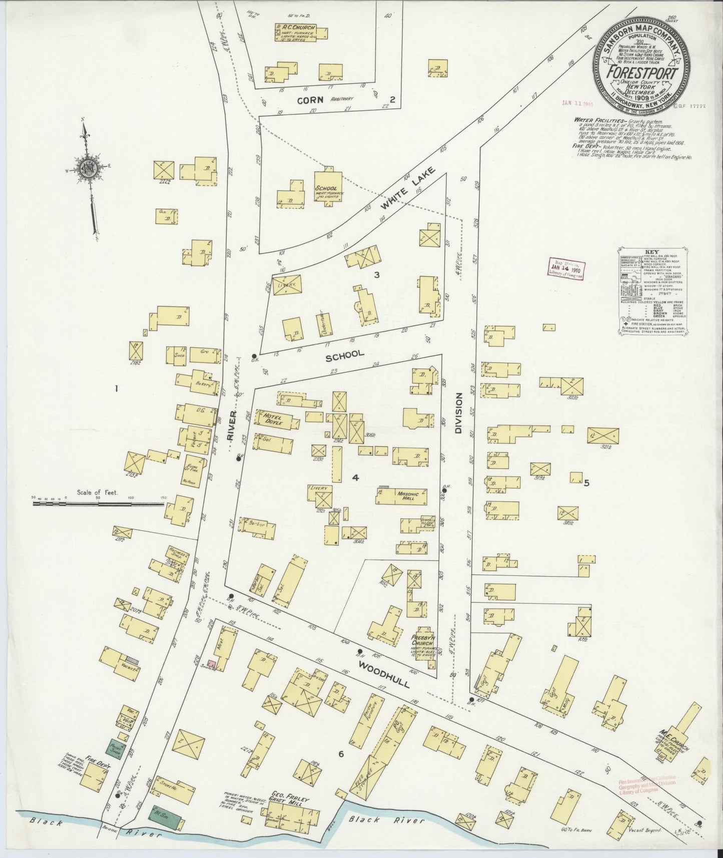 Sanborn Fire Insurance Map from Forestport, Oneida County, New York. (1909) – Historic Sanborn Fire Insurance Map Print