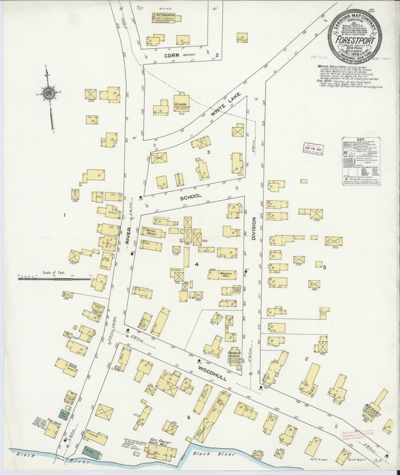 Sanborn Fire Insurance Map from Forestport, Oneida County, New York. (1909) – Historic Sanborn Fire Insurance Map Print