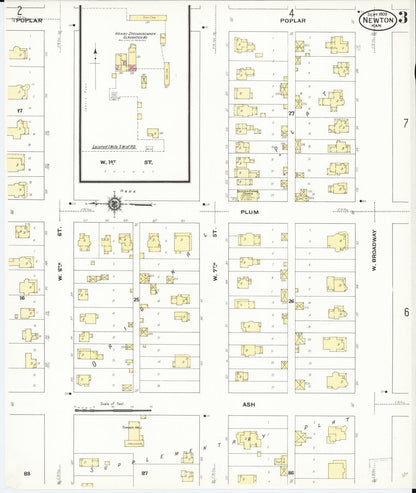 Sanborn Fire Insurance Map from Newton, Harvey County, Kansas (1909), Sheet #0003 - Complete Map Set gallery image, historic Sanborn map, vintage wall art, Kansas Kansas
