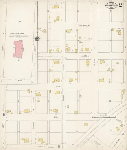Sanborn Fire Insurance Map from McMinnville, Yamhill County, Oregon (1912), Sheet #0002 - Complete Map Set gallery image, historic Sanborn map, vintage wall art, Oregon Oregon