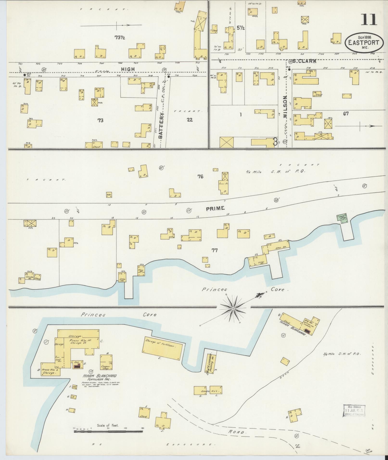 Sanborn Fire Insurance Map from Eastport, Washington County, Maine (1898), Sheet #0011 - Historic Sanborn Fire Insurance Map Print, vintage old map wall art, antique decor, genealogy gift, Maine Maine map