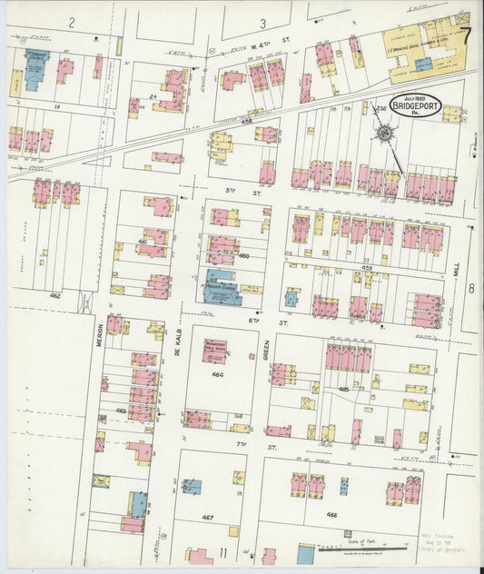 Sanborn Fire Insurance Map from Bridgeport, Montgomery County, Pennsylvania (1920), Sheet #0007 - Historic Sanborn Fire Insurance Map Print, vintage old map wall art, antique decor, genealogy gift, Pennsylvania Pennsylvania map